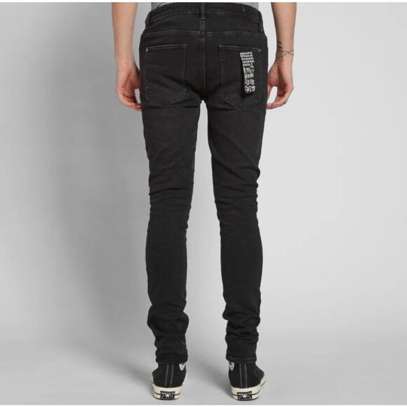 Ksubi Van Winkle Trashed Noir Skinny Jeans Distressed 32" Grunge Indie Sleaze - Picture 2 of 16